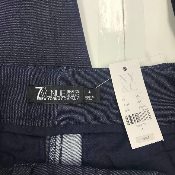 New York & Co 7th Avenue Design Studio Pant Womens 4 Blue Crop Denim Look - Picture 6 of 11